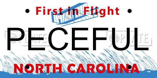 PECEFUL North Carolina License Plate