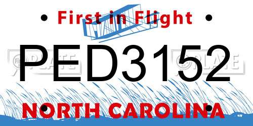 PED3152 North Carolina License Plate