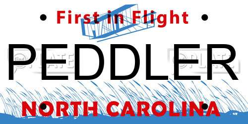 PEDDLER North Carolina License Plate