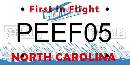 PEEF05 North Carolina License Plate