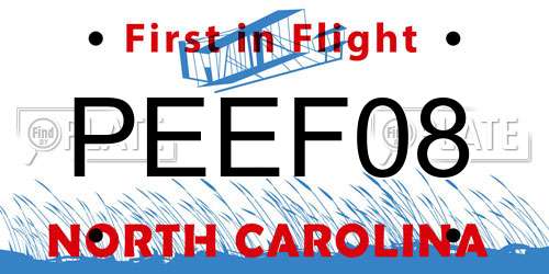 PEEF08 North Carolina License Plate
