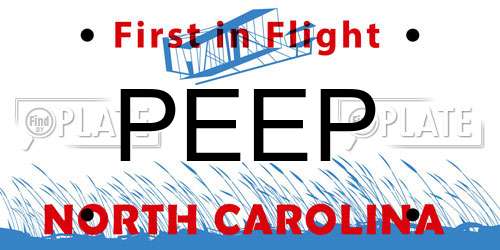 PEEP North Carolina License Plate