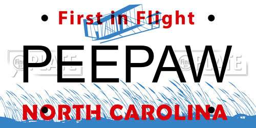 PEEPAW North Carolina License Plate