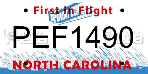 PEF1490 North Carolina License Plate