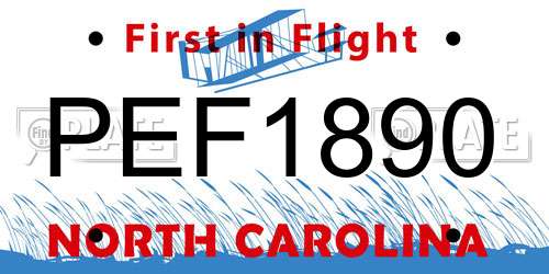 PEF1890 North Carolina License Plate