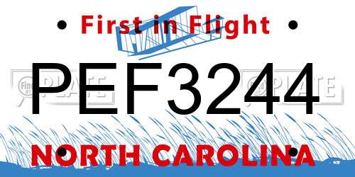 PEF3244 North Carolina License Plate