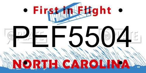 PEF5504 North Carolina License Plate