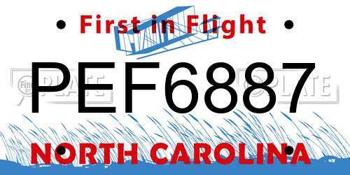 PEF6887 North Carolina License Plate