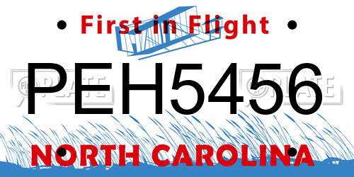 PEH5456 North Carolina License Plate