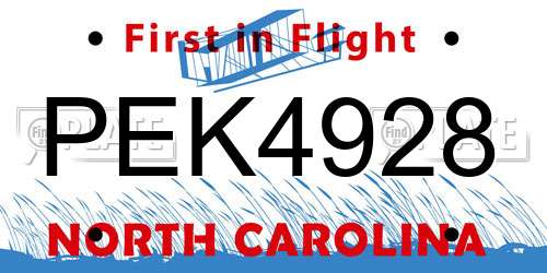 PEK4928 North Carolina License Plate