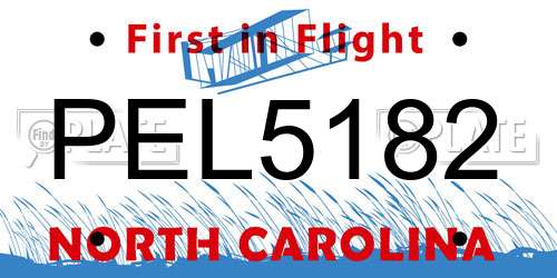 PEL5182 North Carolina License Plate