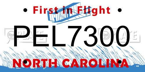 PEL7300 North Carolina License Plate