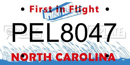 PEL8047 North Carolina License Plate