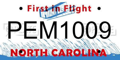 PEM1009 North Carolina License Plate