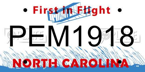PEM1918 North Carolina License Plate