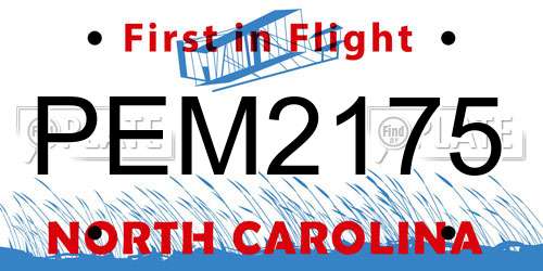 PEM2175 North Carolina License Plate