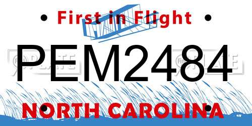 PEM2484 North Carolina License Plate