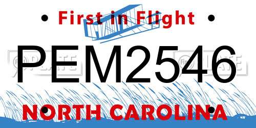 PEM2546 North Carolina License Plate