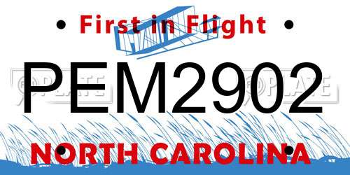 PEM2902 North Carolina License Plate