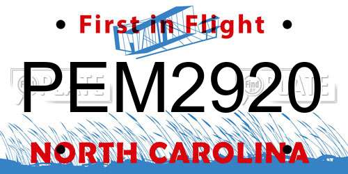 PEM2920 North Carolina License Plate