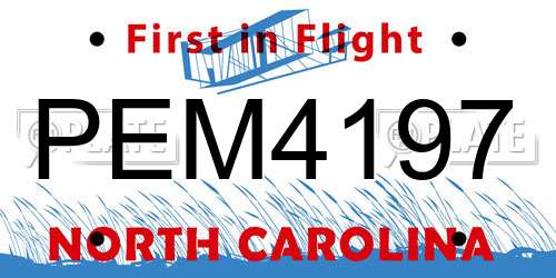 PEM4197 North Carolina License Plate