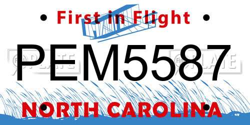 PEM5587 North Carolina License Plate