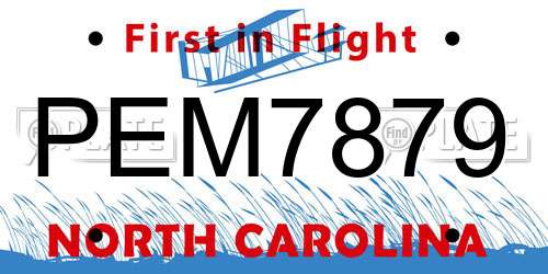 PEM7879 North Carolina License Plate