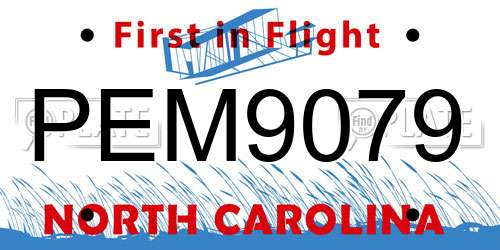 PEM9079 North Carolina License Plate