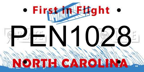 PEN1028 North Carolina License Plate