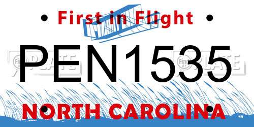 PEN1535 North Carolina License Plate
