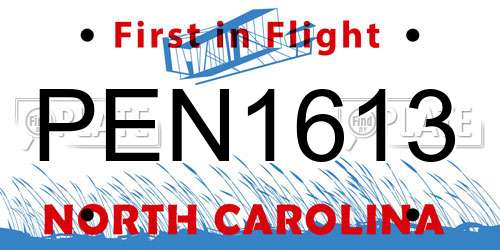 PEN1613 North Carolina License Plate