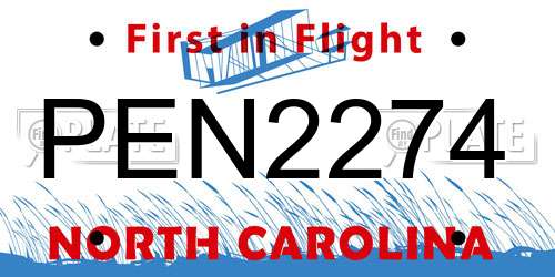 PEN2274 North Carolina License Plate