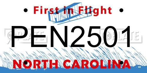 PEN2501 North Carolina License Plate
