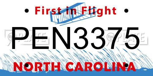 PEN3375 North Carolina License Plate
