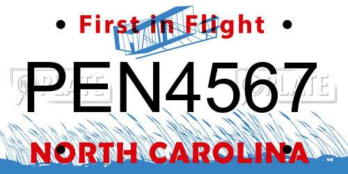 PEN4567 North Carolina License Plate