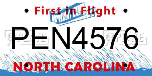 PEN4576 North Carolina License Plate