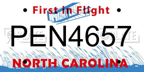 PEN4657 North Carolina License Plate