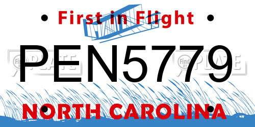 PEN5779 North Carolina License Plate
