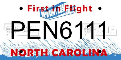 PEN6111 North Carolina License Plate