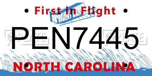 PEN7445 North Carolina License Plate
