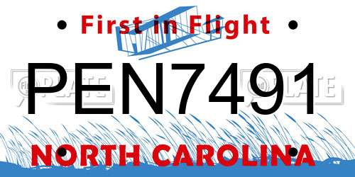 PEN7491 North Carolina License Plate