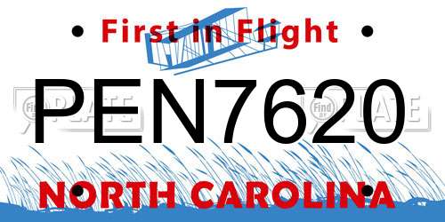 PEN7620 North Carolina License Plate