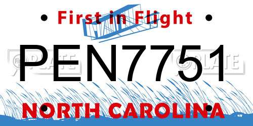 PEN7751 North Carolina License Plate