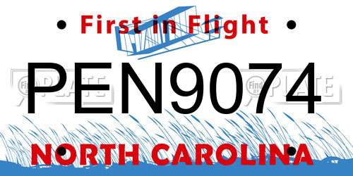 PEN9074 North Carolina License Plate