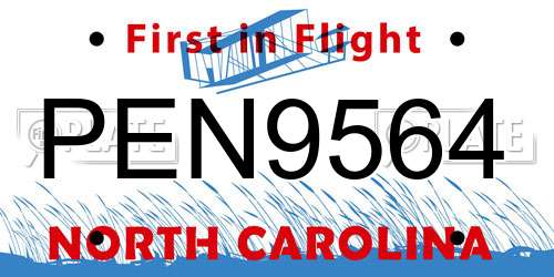 PEN9564 North Carolina License Plate