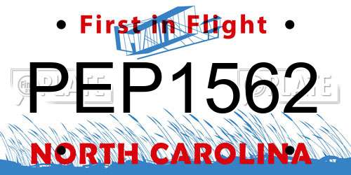 PEP1562 North Carolina License Plate