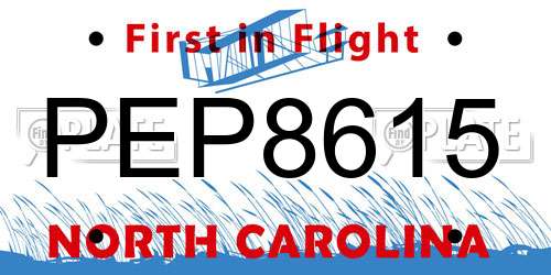 PEP8615 North Carolina License Plate