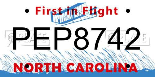 PEP8742 North Carolina License Plate