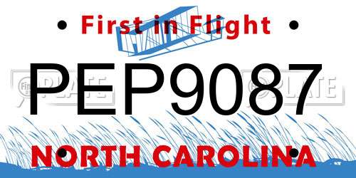 PEP9087 North Carolina License Plate