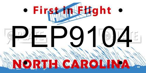 PEP9104 North Carolina License Plate